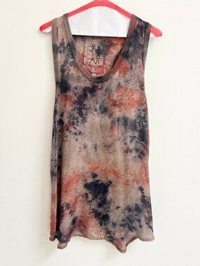 Pete & Greta Johnny Was Tie Dye 100% Cupra Silky Racerback Tank Top M